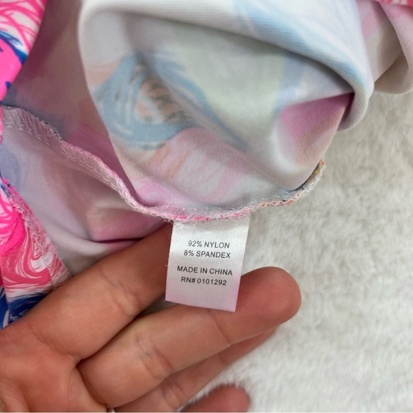 LULU B Smooth Stretch Floral Print Asymmetric Hem Blouse Size Small UPF 50+ - Picture 6 of 9